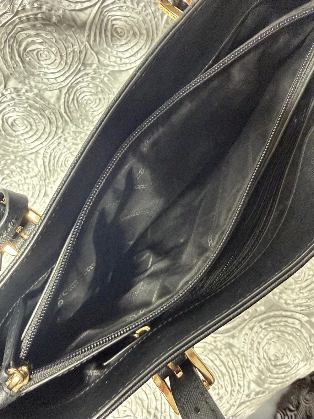 Michael Kors Black Saffiano Tote with Gold MK Charm